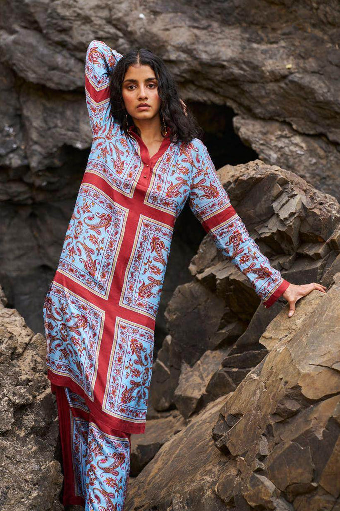 SCARF PRINTED LONGLINE SET - dash and dot dash and dot