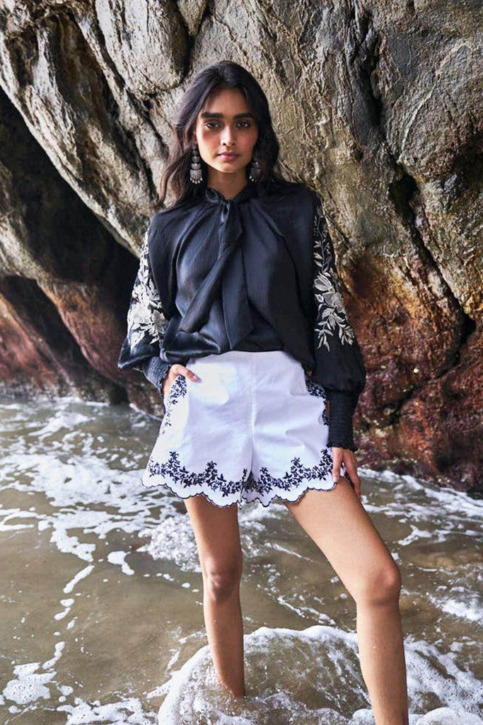 EMBROIDERED BLACK PEASANT TOP - dash and dot dash and dot