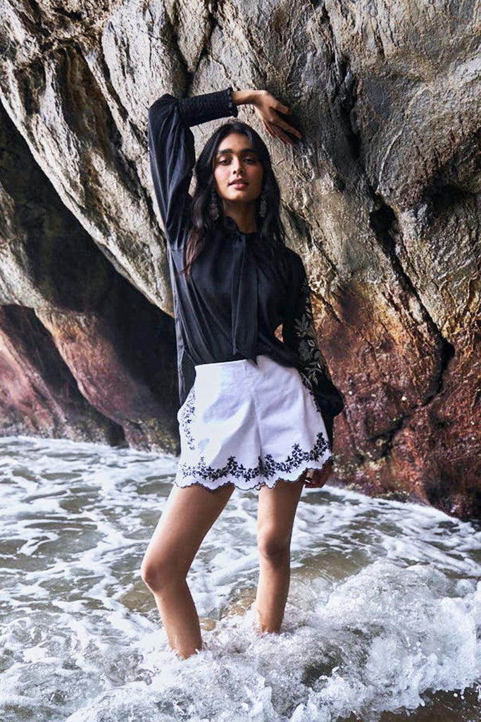 EMBROIDERED BLACK PEASANT TOP - dash and dot dash and dot