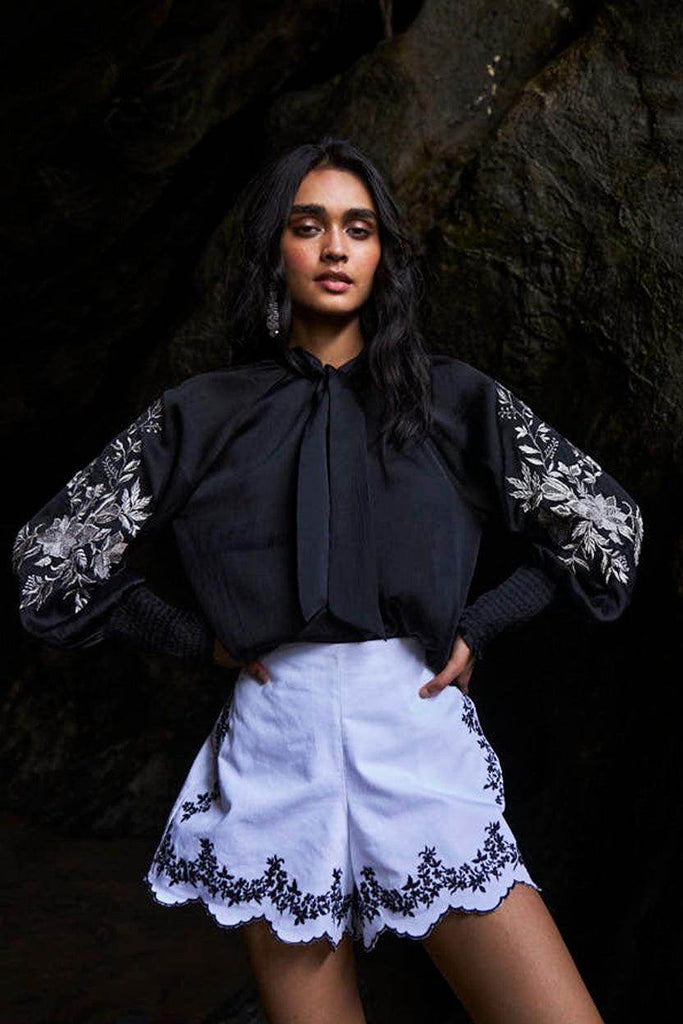 EMBROIDERED BLACK PEASANT TOP - dash and dot dash and dot