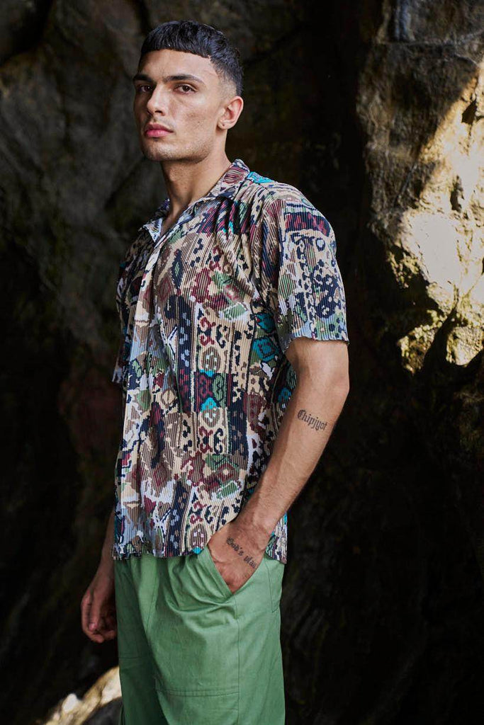 TRIBAL PLEATED SHIRT - dash and dot dash and dot