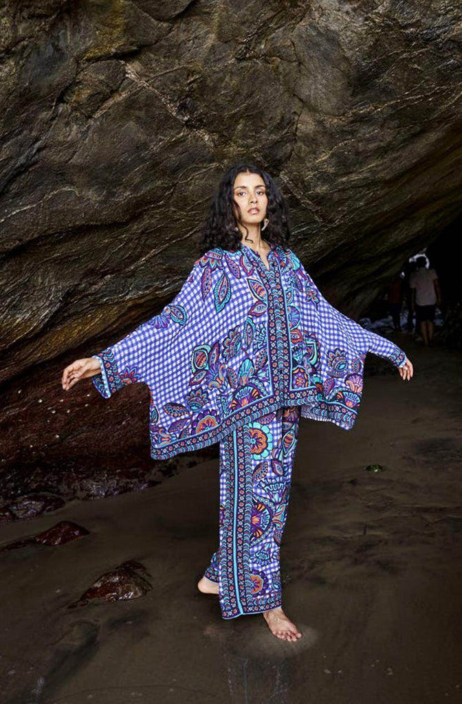 PRINTED CHECK BOXY TOP - dash and dot dash and dot