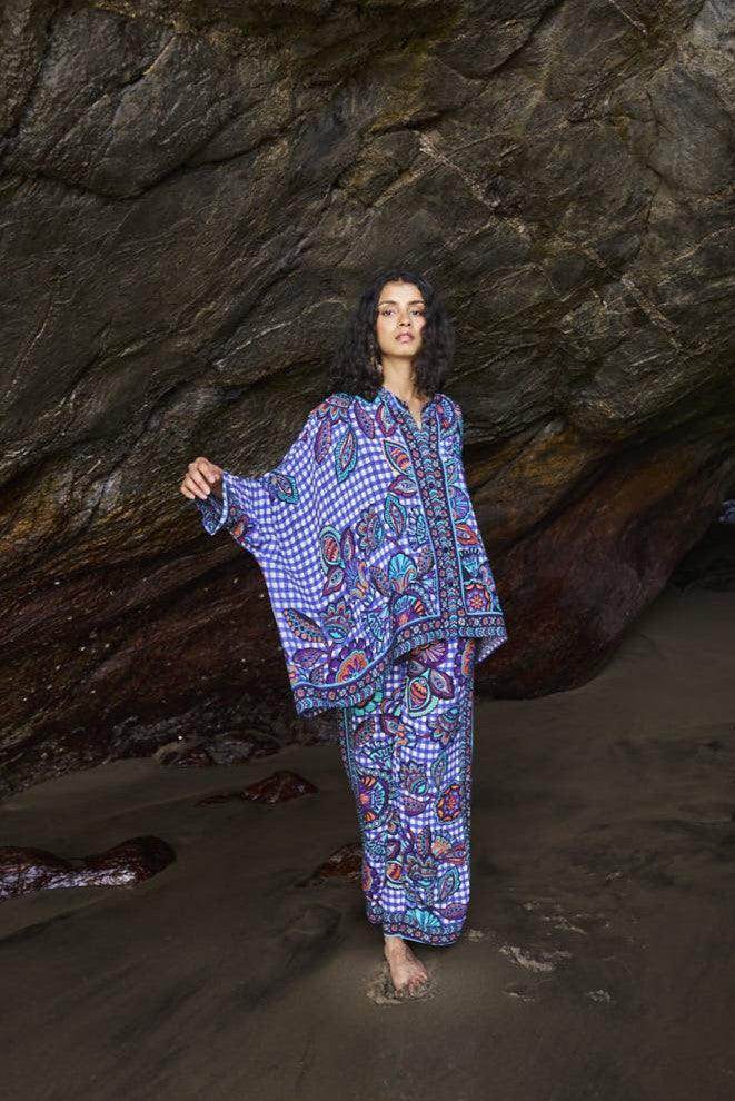 PRINTED CHECK BOXY TOP - dash and dot