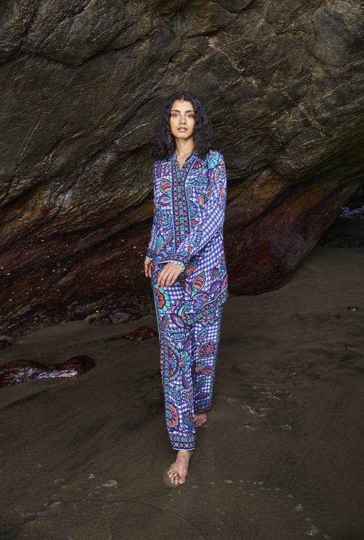 PRINTED CHECK BOXY TOP - dash and dot