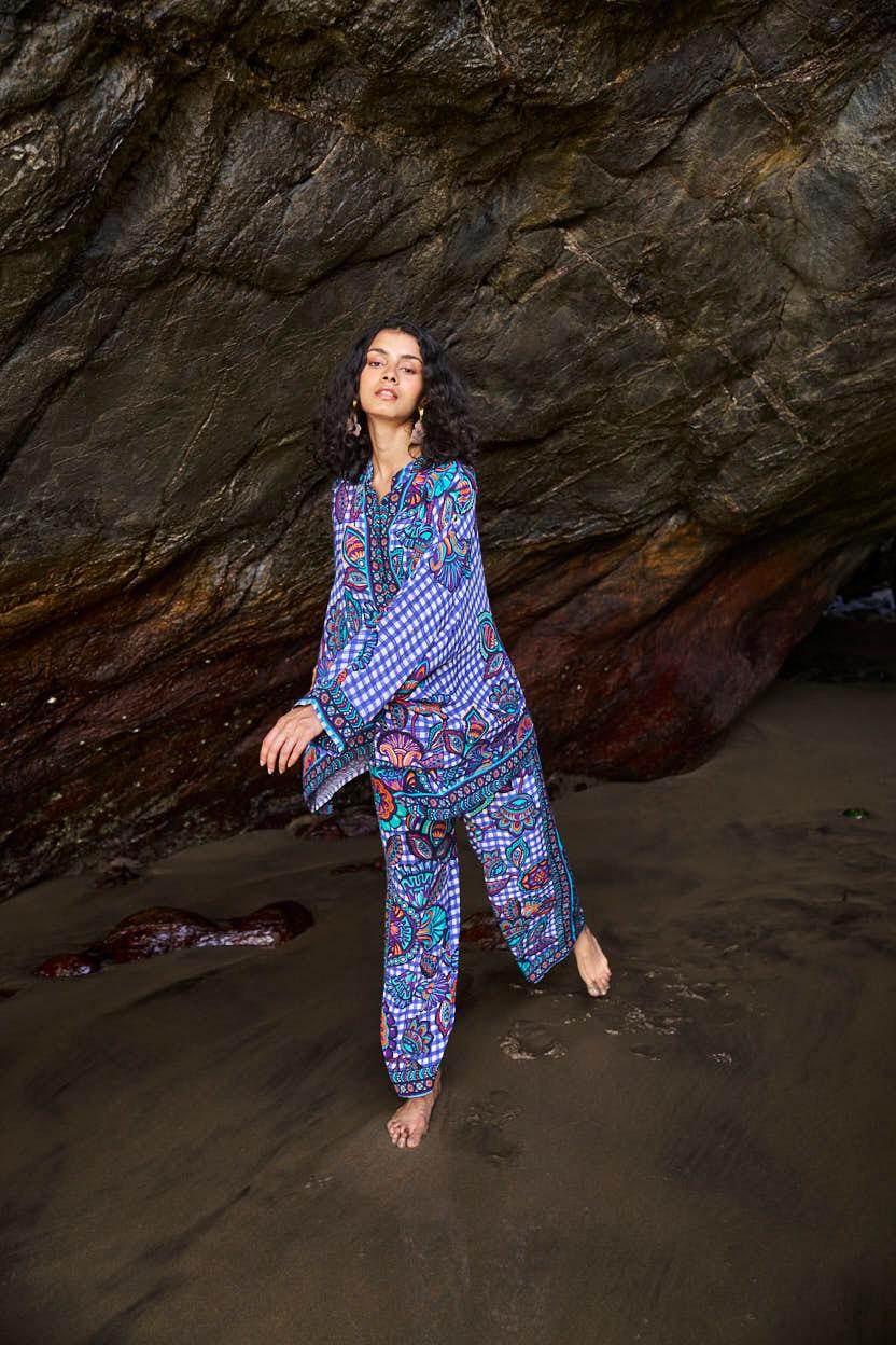 PRINTED CHECK BOXY TOP - dash and dot