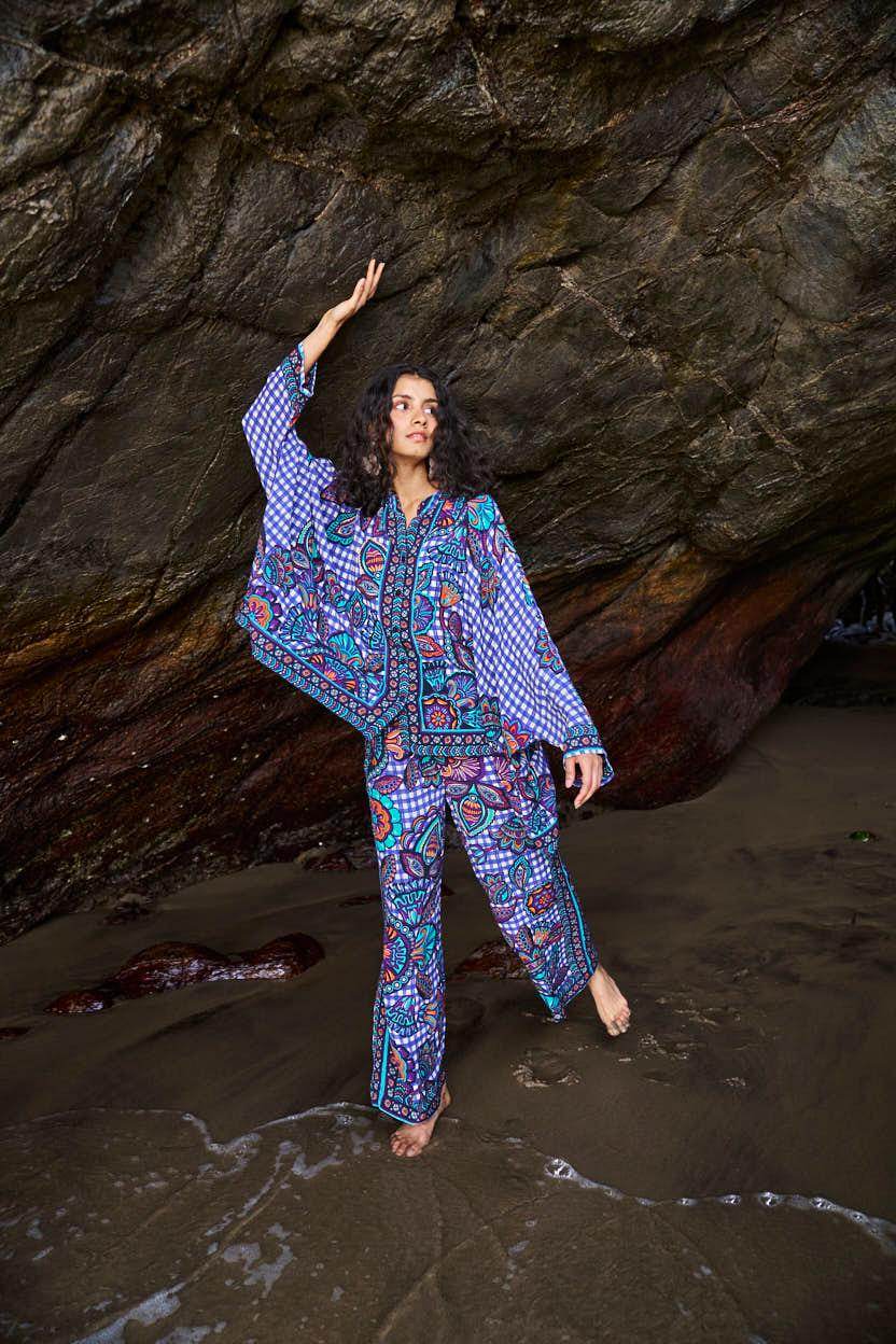 PRINTED CHECK BOXY TOP - dash and dot