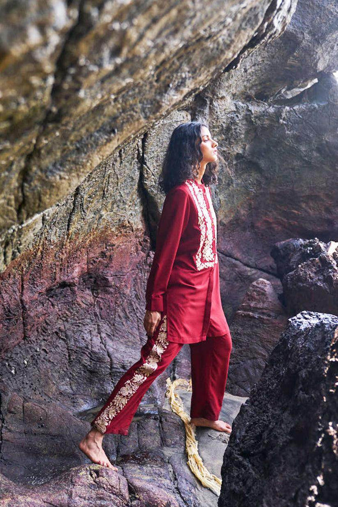 FLORAL EMBROIDERED LONG SHIRT - dash and dot dash and dot