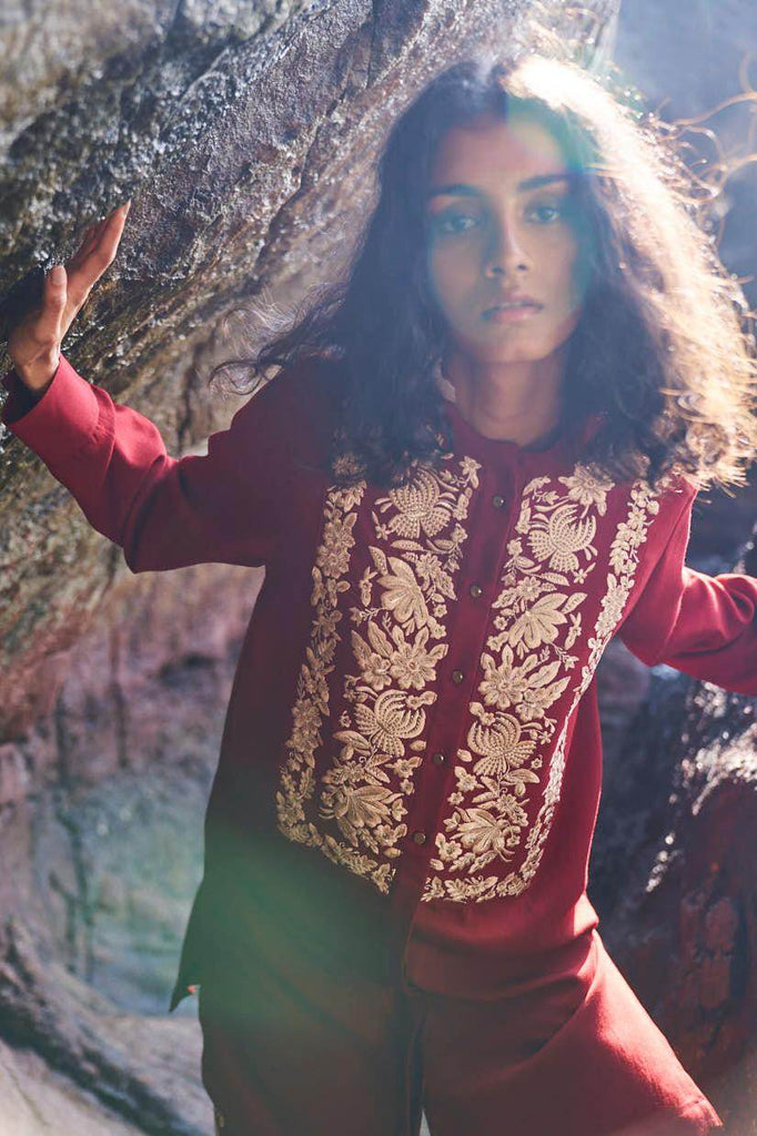 FLORAL EMBROIDERED LONG SHIRT - dash and dot dash and dot