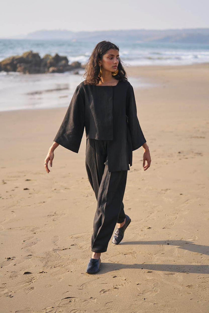 INVERTED PLEAT LINEN PANT - dash and dot dash and dot