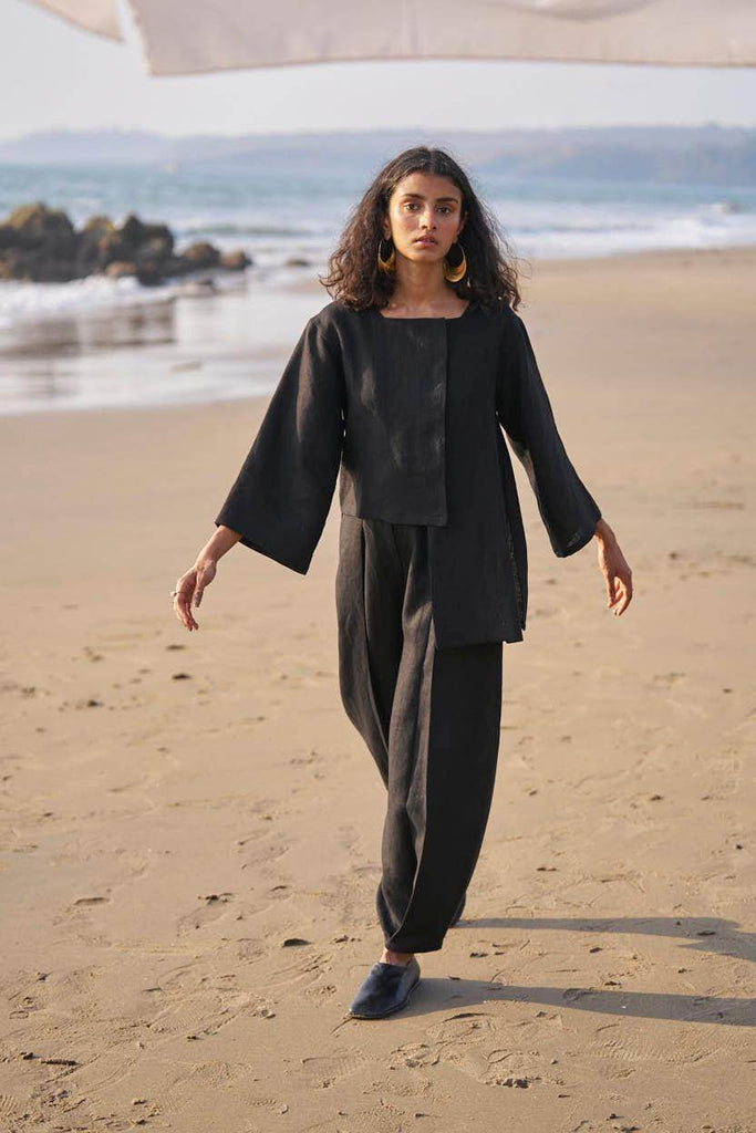 INVERTED PLEAT LINEN PANT - dash and dot dash and dot