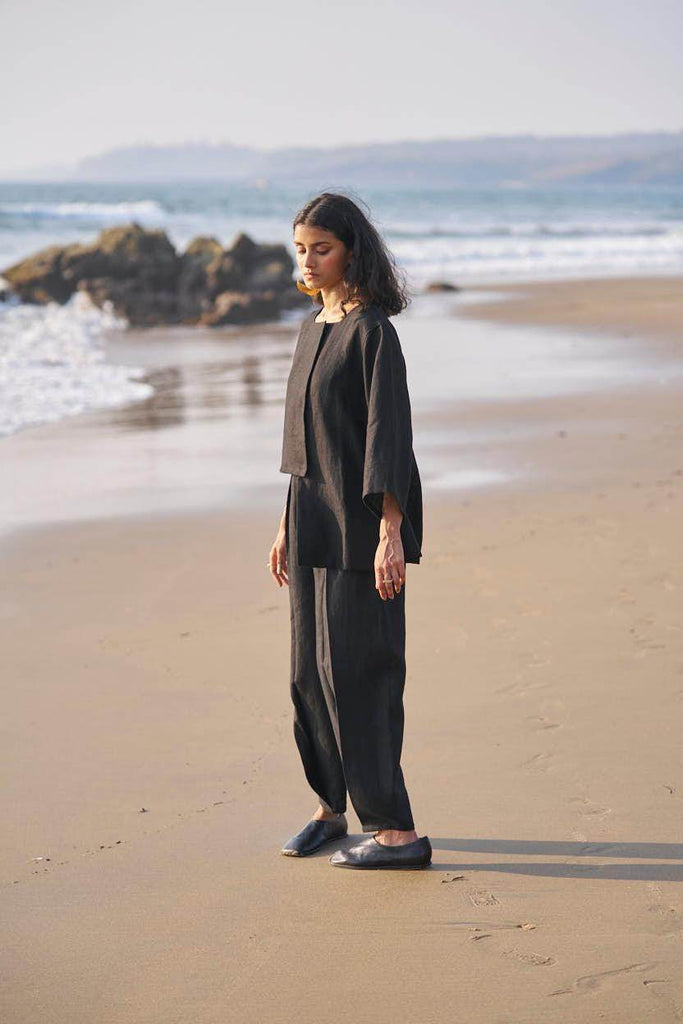 INVERTED PLEAT LINEN PANT - dash and dot dash and dot