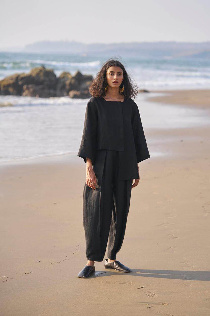 UNEVEN HEM LINEN TOP - dash and dot dash and dot