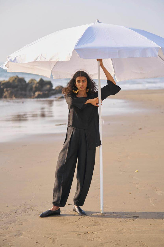 INVERTED PLEAT LINEN PANT - dash and dot dash and dot