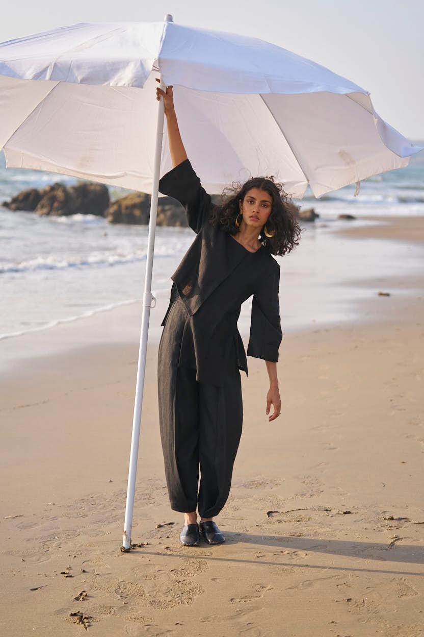 INVERTED PLEAT LINEN PANT - dash and dot