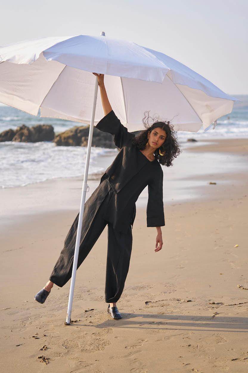 INVERTED PLEAT LINEN PANT - dash and dot