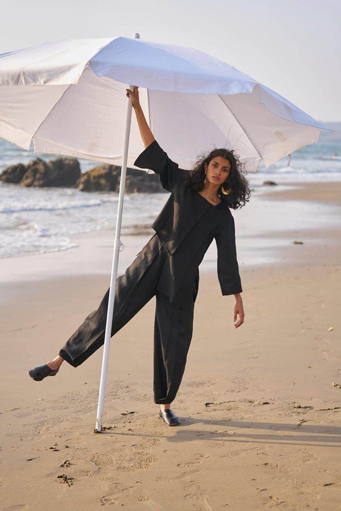 INVERTED PLEAT LINEN PANT - dash and dot dash and dot