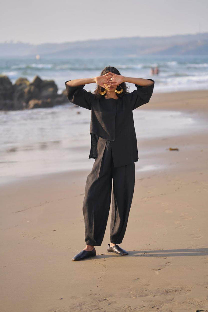 INVERTED PLEAT LINEN PANT - dash and dot dash and dot