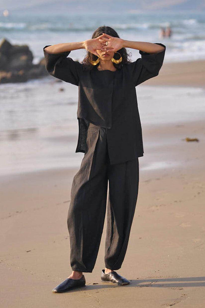 UNEVEN HEM LINEN SET - dash and dot dash and dot