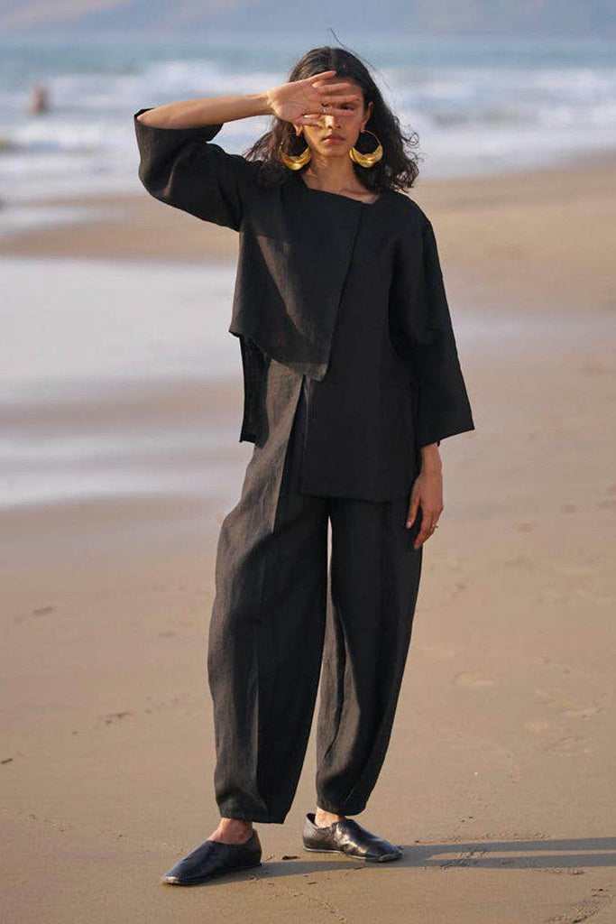 UNEVEN HEM LINEN SET - dash and dot dash and dot