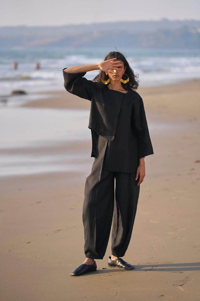 INVERTED PLEAT LINEN PANT - dash and dot dash and dot