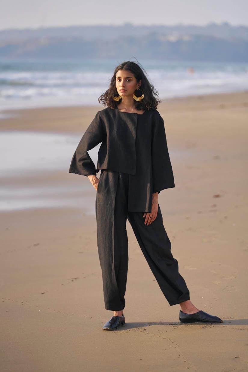 INVERTED PLEAT LINEN PANT - dash and dot