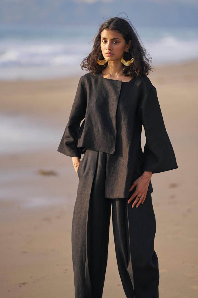 INVERTED PLEAT LINEN PANT - dash and dot dash and dot