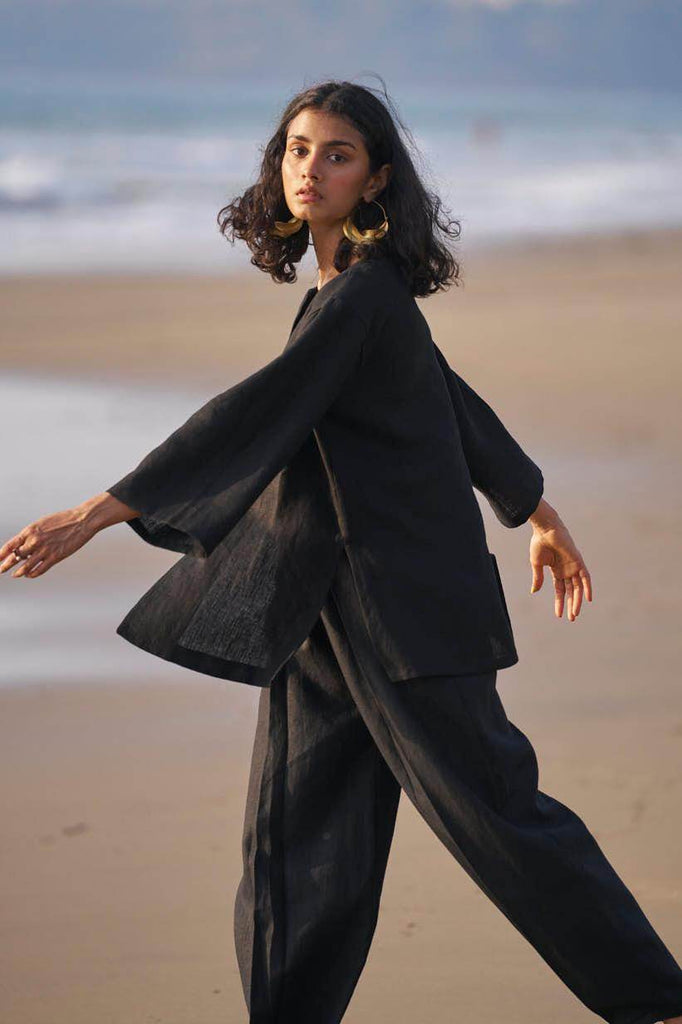 INVERTED PLEAT LINEN PANT - dash and dot dash and dot