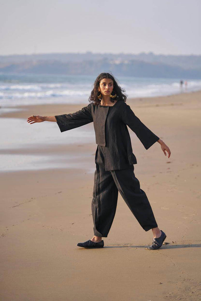 INVERTED PLEAT LINEN PANT - dash and dot dash and dot