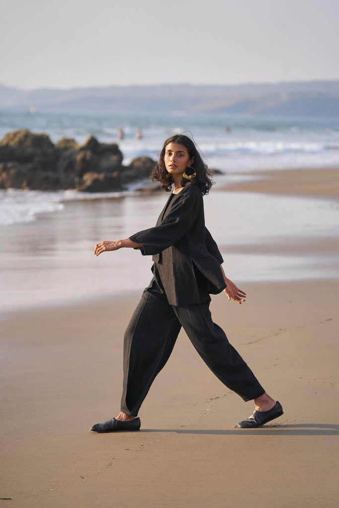 INVERTED PLEAT LINEN PANT - dash and dot dash and dot