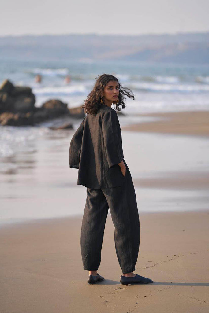 INVERTED PLEAT LINEN PANT - dash and dot dash and dot