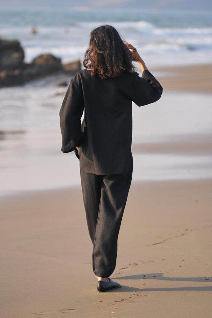 UNEVEN HEM LINEN SET - dash and dot dash and dot