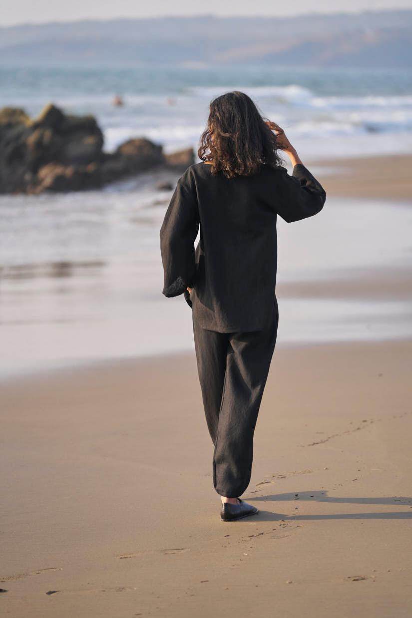 INVERTED PLEAT LINEN PANT - dash and dot