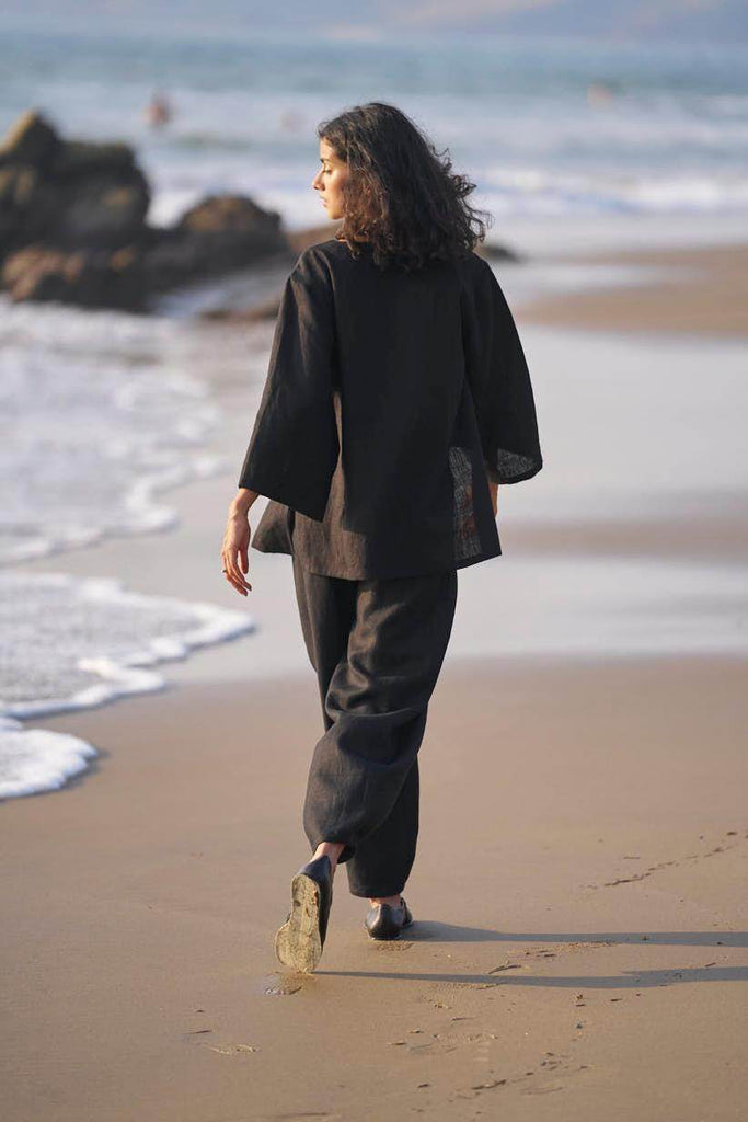 INVERTED PLEAT LINEN PANT - dash and dot dash and dot