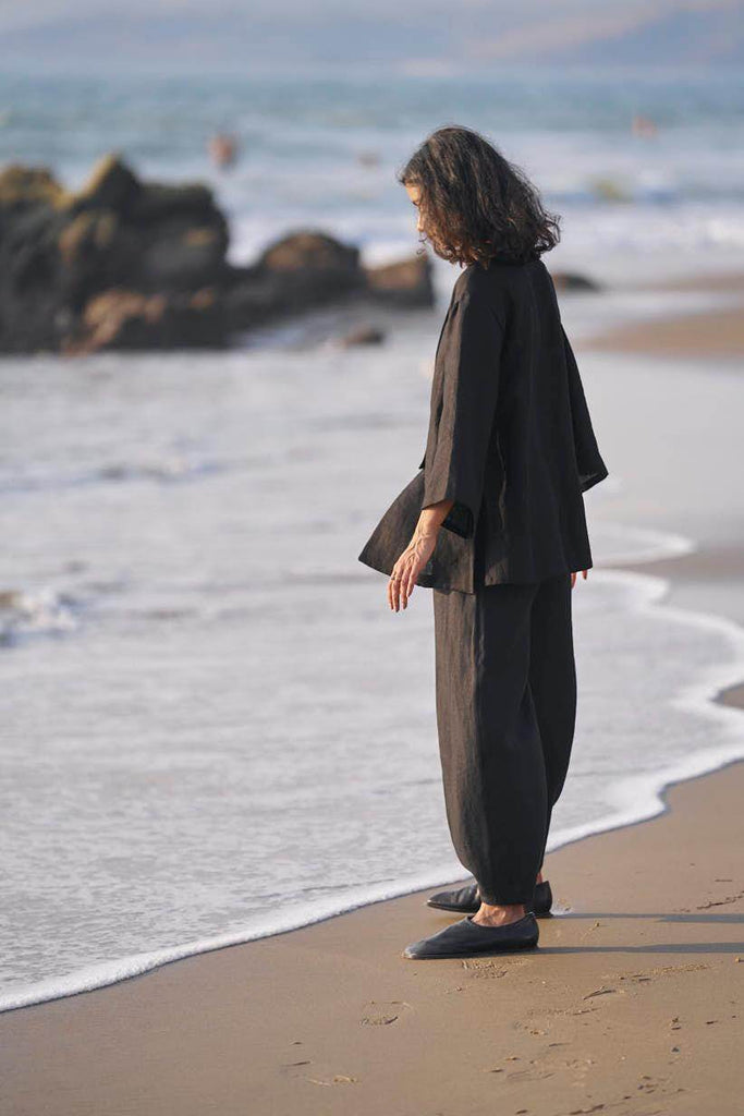 INVERTED PLEAT LINEN PANT - dash and dot dash and dot