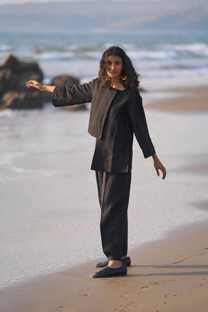 INVERTED PLEAT LINEN PANT - dash and dot dash and dot