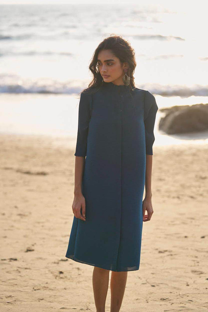 TEAL PLEATED MIDI - dash and dot dash and dot