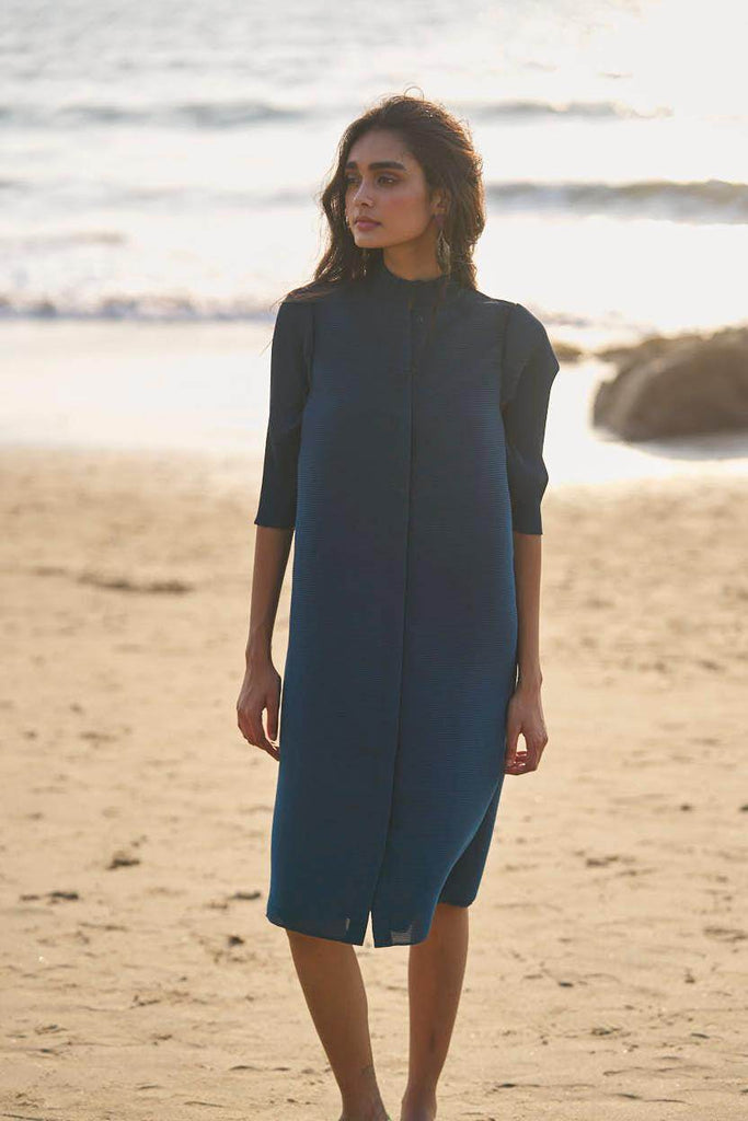 TEAL PLEATED MIDI - dash and dot dash and dot