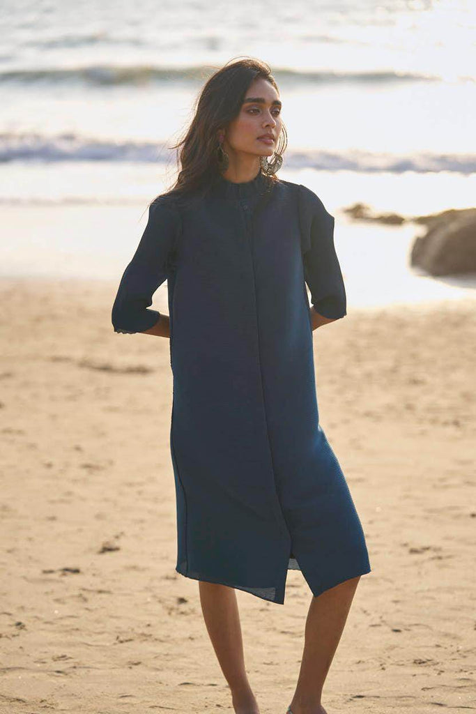 TEAL PLEATED MIDI - dash and dot dash and dot