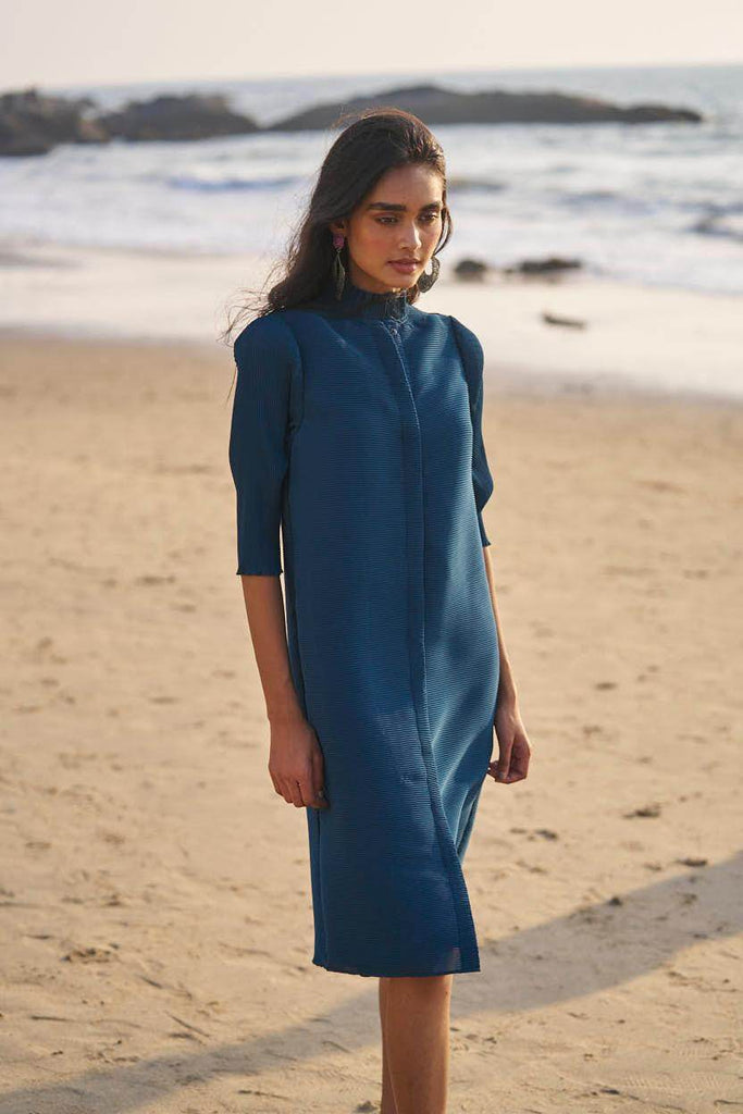 TEAL PLEATED MIDI - dash and dot dash and dot