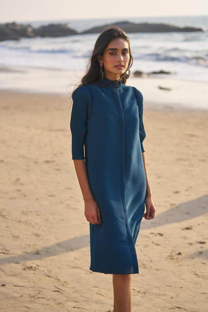 TEAL PLEATED MIDI - dash and dot dash and dot