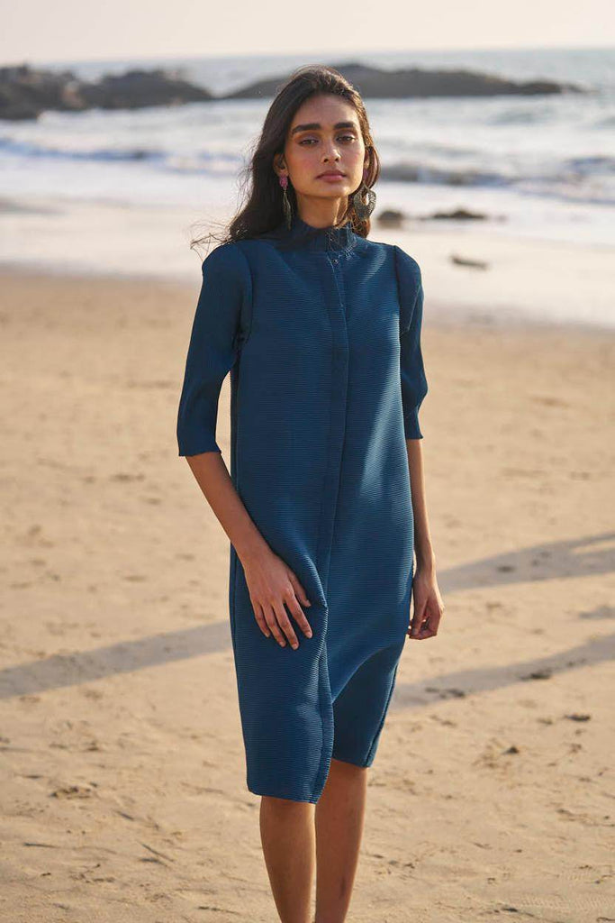 TEAL PLEATED MIDI - dash and dot dash and dot