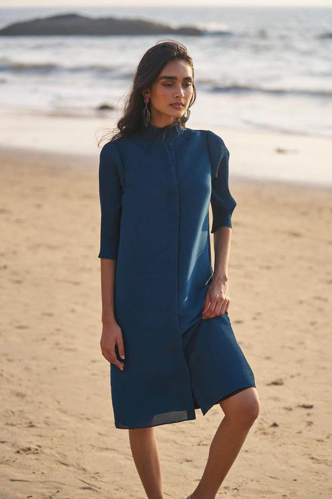 TEAL PLEATED MIDI - dash and dot dash and dot