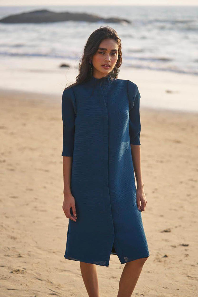 TEAL PLEATED MIDI - dash and dot dash and dot