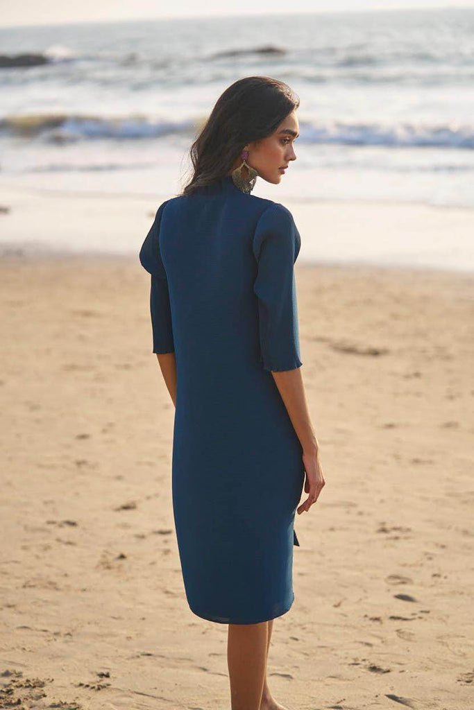 TEAL PLEATED MIDI - dash and dot dash and dot