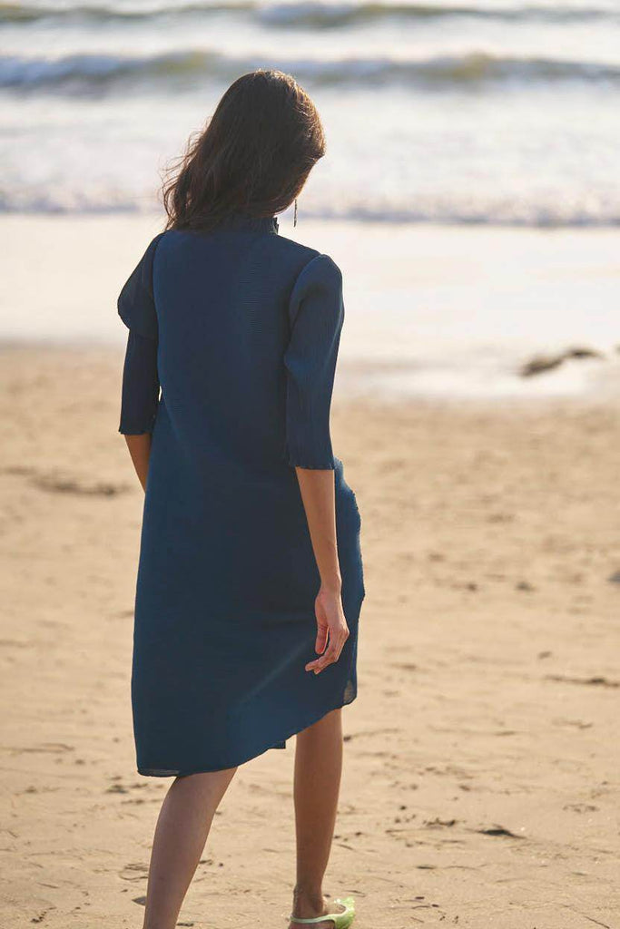 TEAL PLEATED MIDI - dash and dot dash and dot