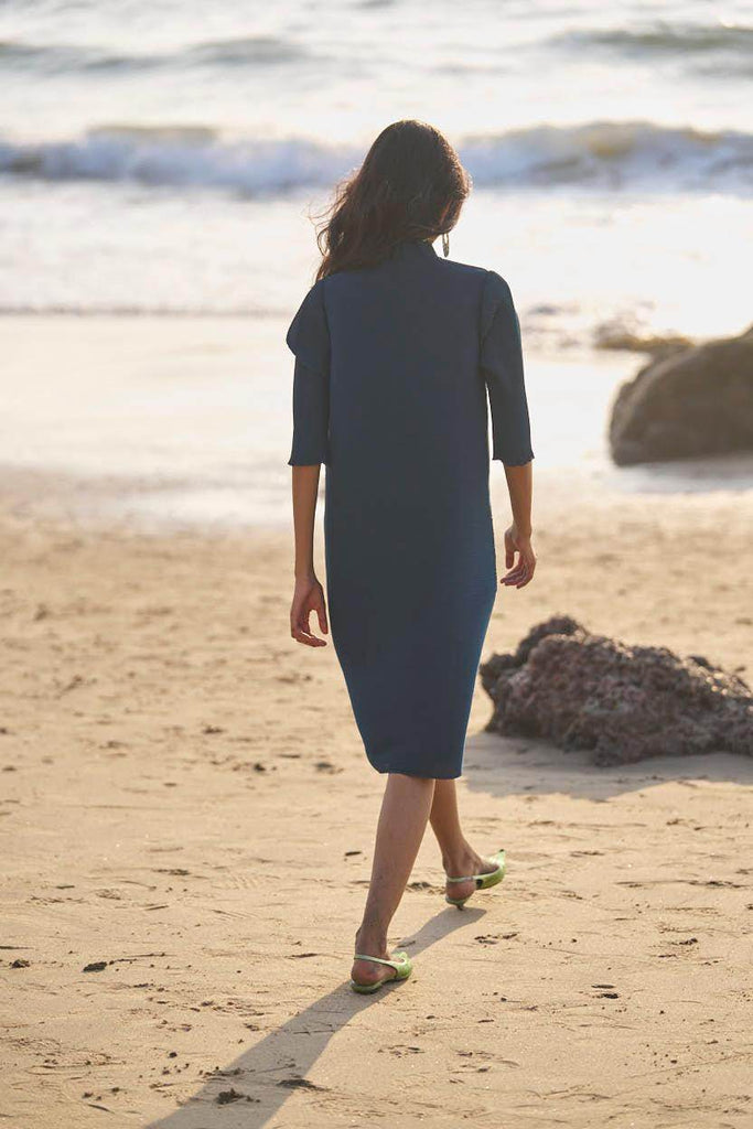 TEAL PLEATED MIDI - dash and dot dash and dot