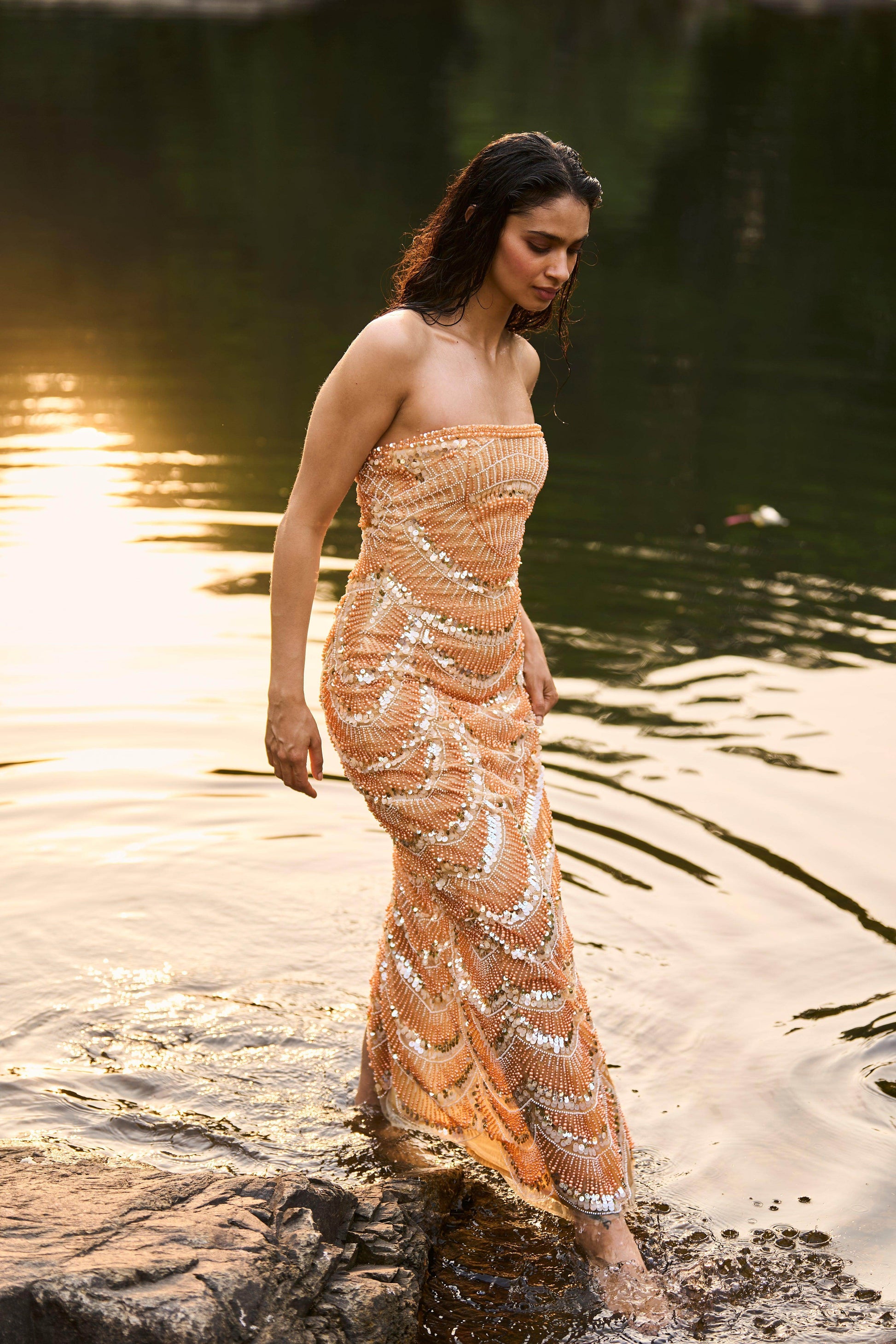 PEARL EMBROIDERED GOWN - dash and dot