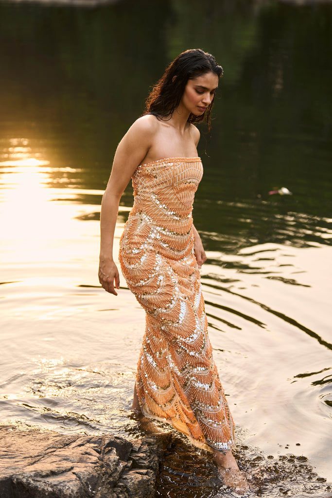 PEARL EMBROIDERED GOWN - dash and dot dash and dot