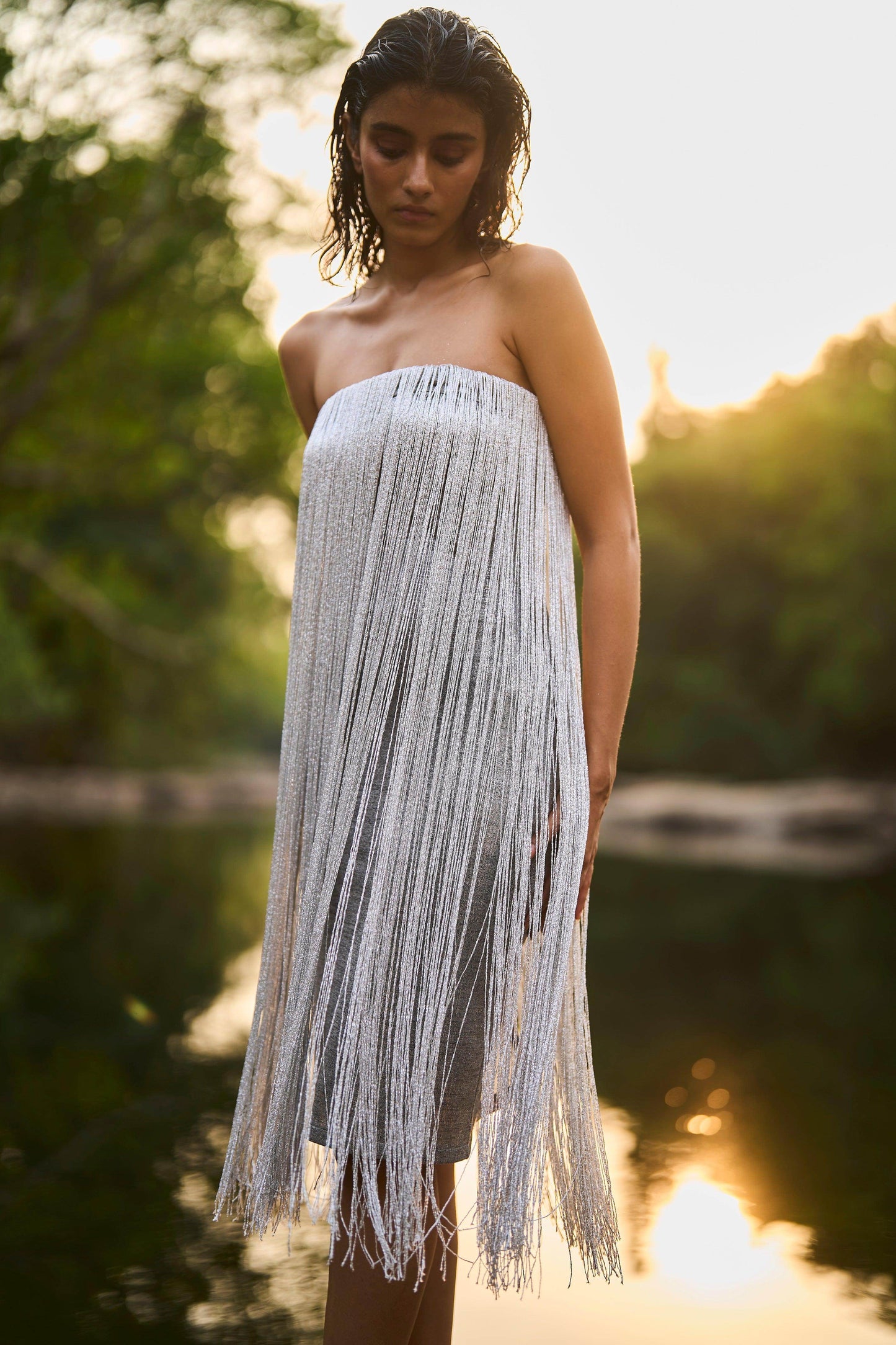 SILVER FRINGE DRESS - dash and dot