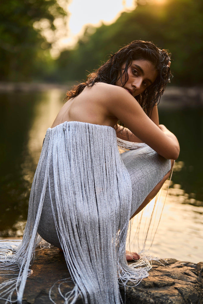 SILVER FRINGE DRESS - dash and dot dash and dot